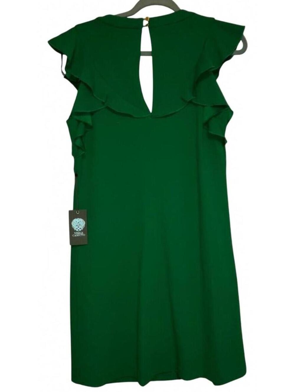 Vince Camuto Green Ruffle Midi Dress Womens Size 10 Wedding Guest Ruffle Summer - Picture 4 of 7